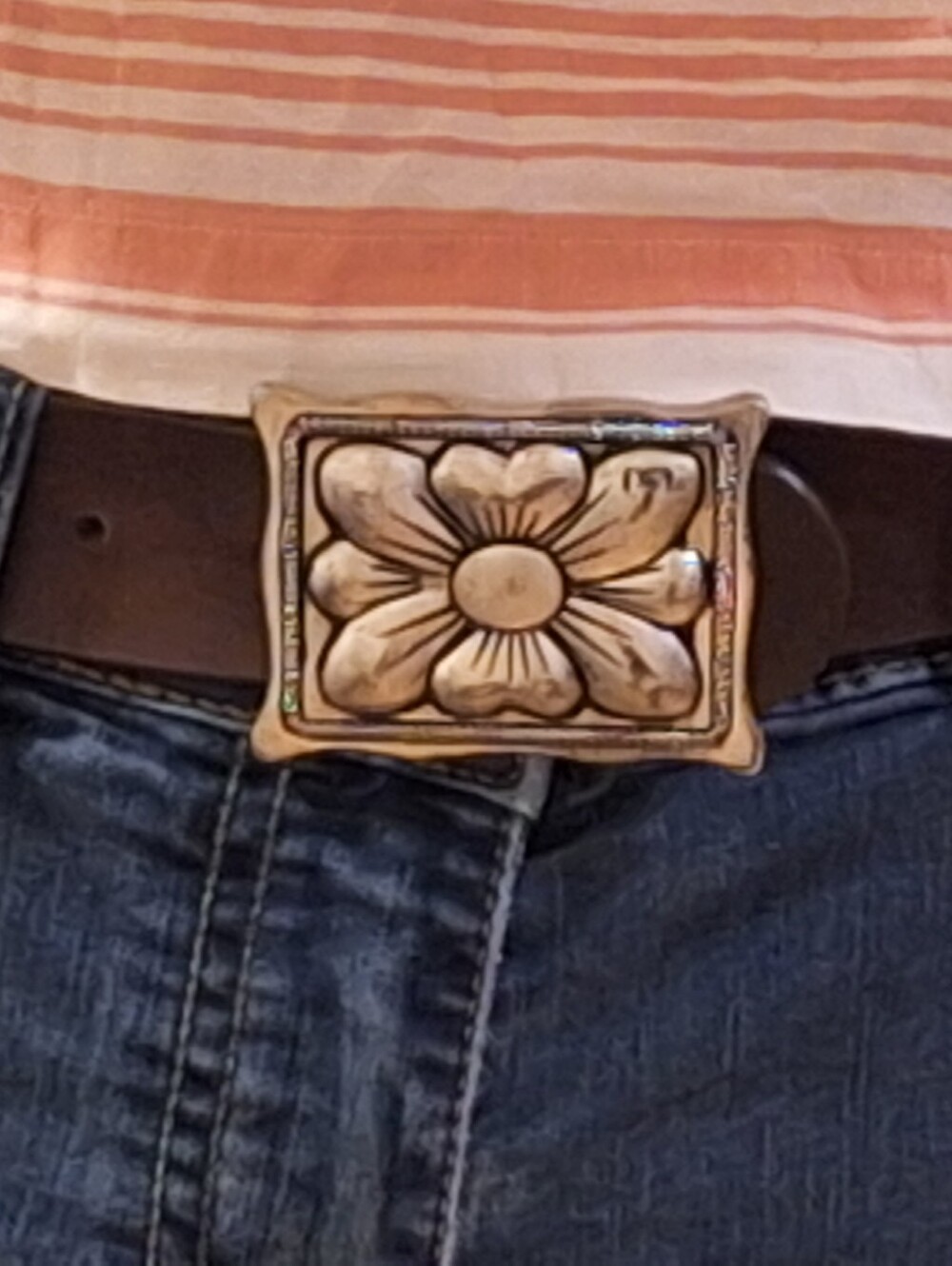 Silver Flower Belt Buckle